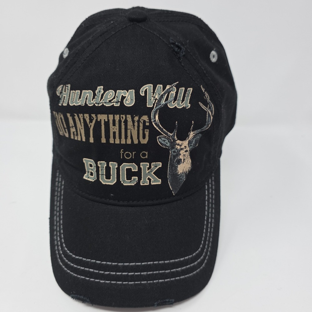 Hunters Will Do Anything for a Buck Hat OSFM Hunting Cotton Black Cap baseball